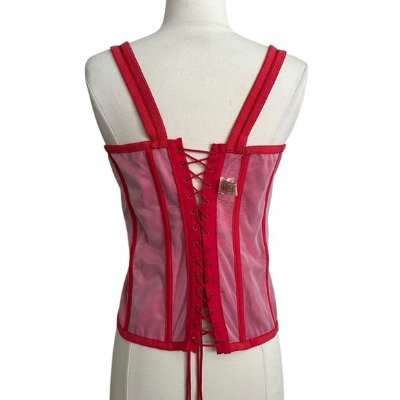 EMPIRE Intimates Red Satin Jacquard Corset Top Lingerie Victorian Edwardian 40 - Picture 10 of 16